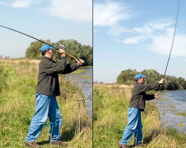 Файл:Заброс фидерной снасти.jpg